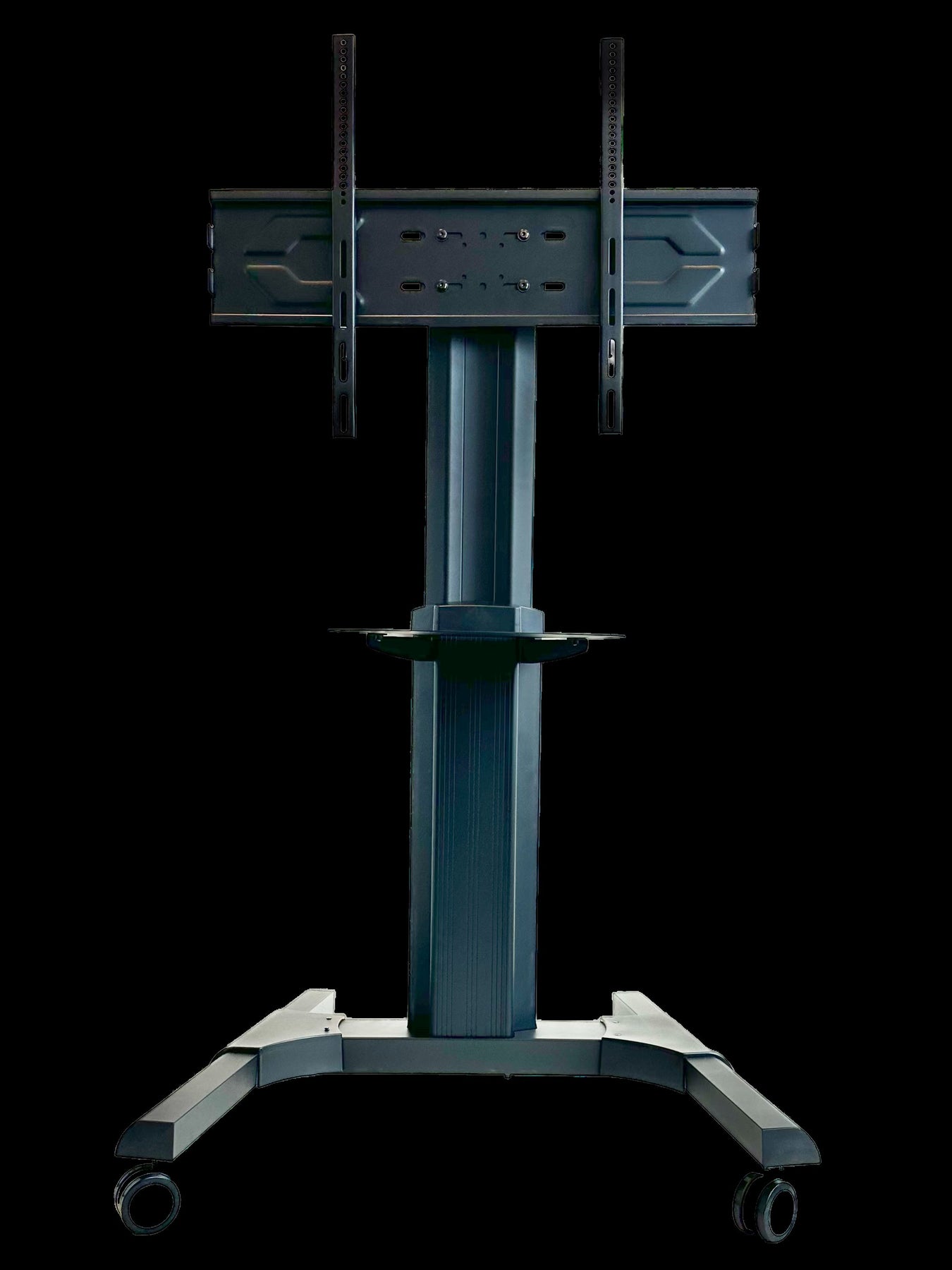 Verrijdbaar-tv-standaard-tvb-98-zwart-aluminium-voorkant