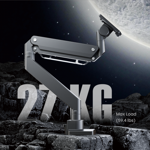 Superzware Monitorarm met Gasveer en USB-A- en USB-C-poorten - Max 57 inch