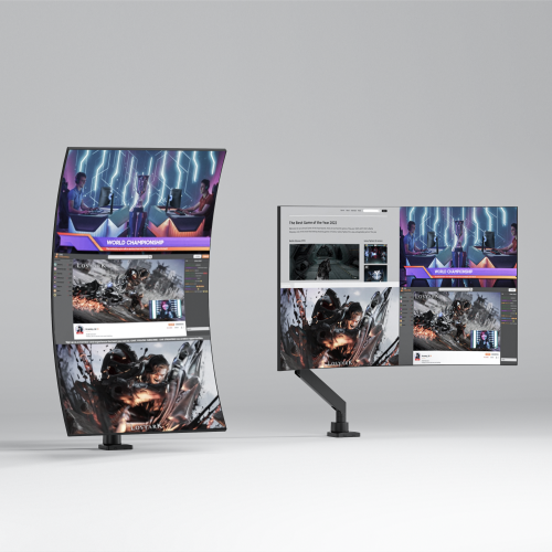 Superzware Monitorarm met Gasveer en USB-A- en USB-C-poorten - Max 57 inch