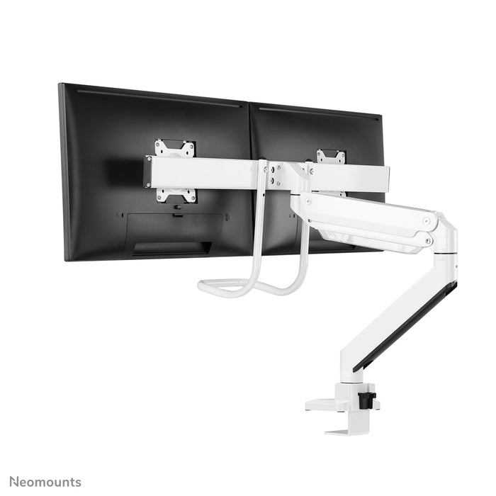 Neomounts NM-D775DX wit is een gasgeveerde bureausteun met crossbar en hendel voor flat screens t/m 32 inch (81 cm).