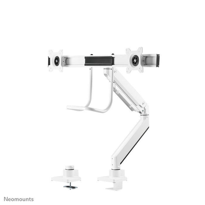 Neomounts NM-D775DX wit is een gasgeveerde bureausteun met crossbar en hendel voor flat screens t/m 32 inch (81 cm).