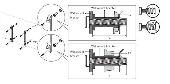 P-Ring Adapter Set geschikt voor Samsung TV – 4x P-Ring – 4x M8x50mm Schroeven + 12 Ringetjes – Voor Montage TV Beugel