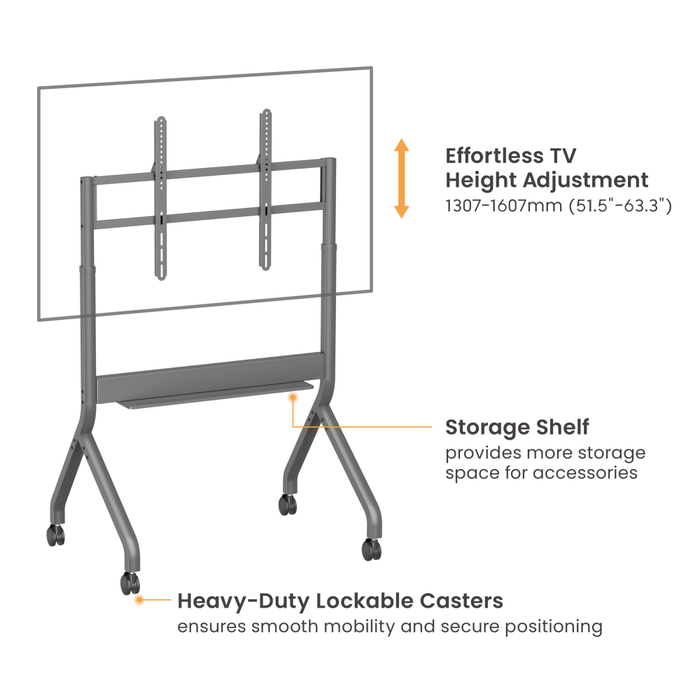 Wolff Mount TVB-136 | Elektrisch in hoogte verstelbaar presentatie meubel  Geschikt voor 50–90 inch | VESA 900x600 | Max. 90 kg