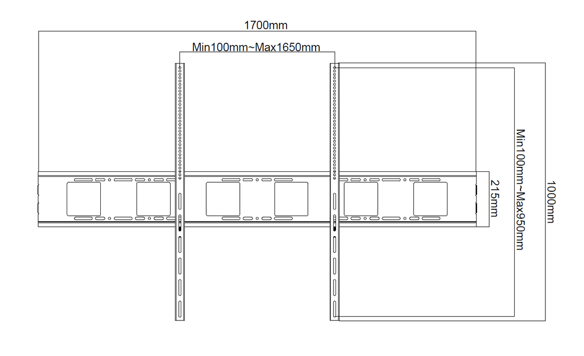 Wolff Mount Ultra TV Muurbeugel tot 70 - 130 inch | max 120 kg | 175 cm breed | VESA max 950-1650
