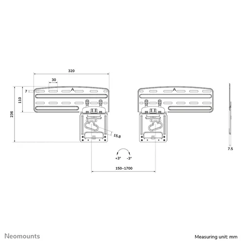 Neomounts WL30-265BL1 Ultra-Vlakke Muurbeugel voor Samsung TV's 43-85