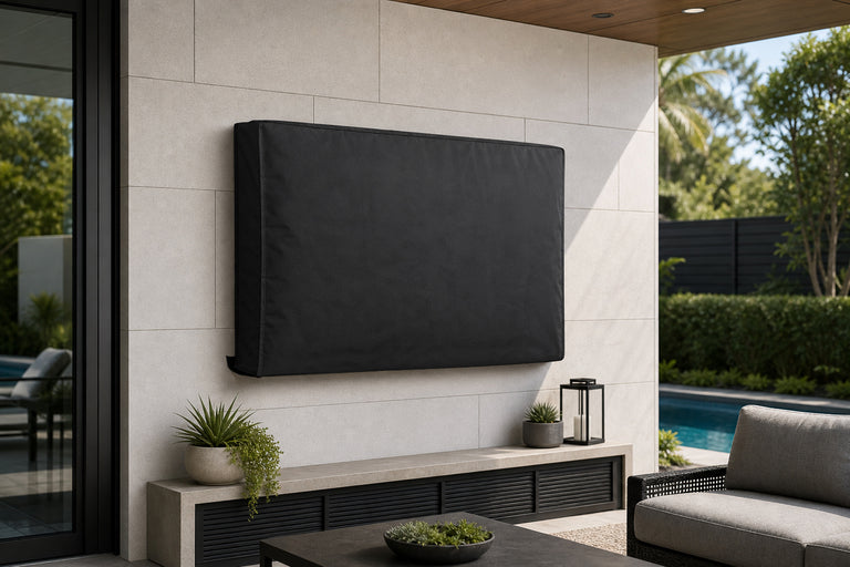 TV-Beschermhoes voor Buiten | 30" - 32" | Uitstekende Kwaliteit Oxford-Doek | Apart vak voor Afstandsbediening | Zwart