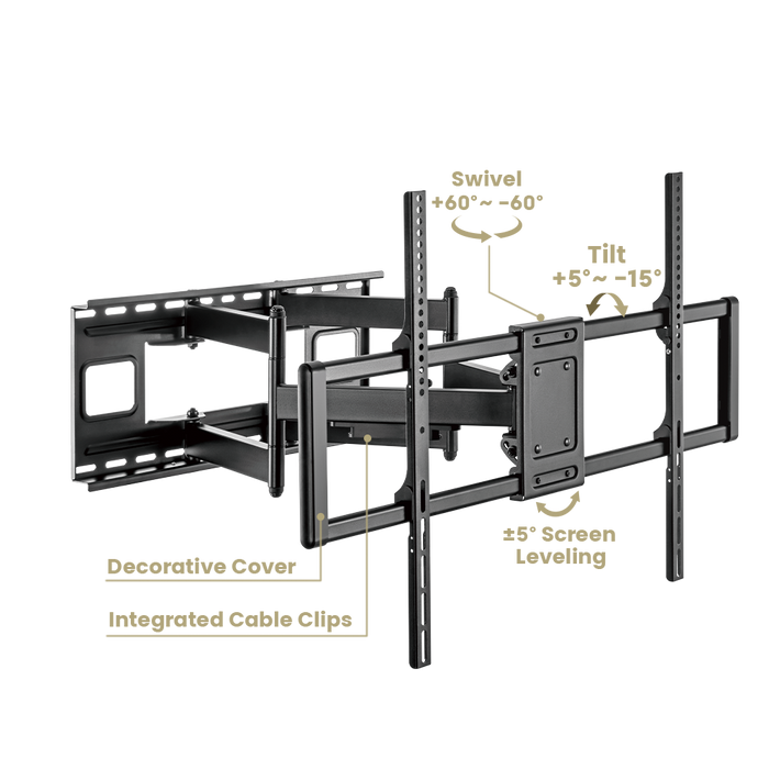 Wolff Mount Heavy Duty muurbeugel voor Samsung 60–120 inch – overzicht van afmetingen